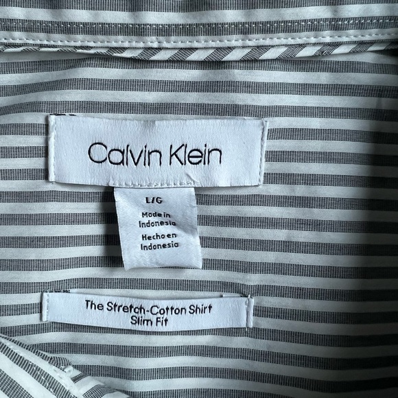 Calvin Klein Men's Pinstripe Dress Shirt - Black and White - Picture 3 of 6